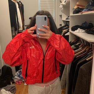 MSGM PATENT RED RAIN JACKET